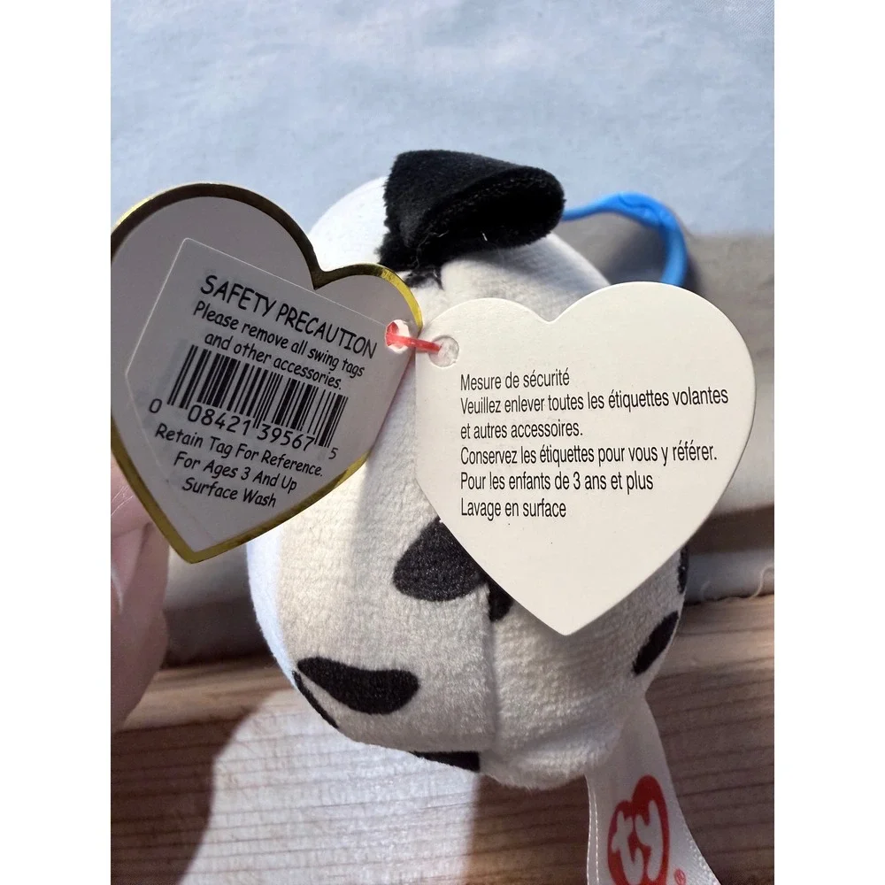 Ty Squish-a-Boos Fetch Dalmatian Dog Plush Backpack Clip 3 inch White Black Spot
